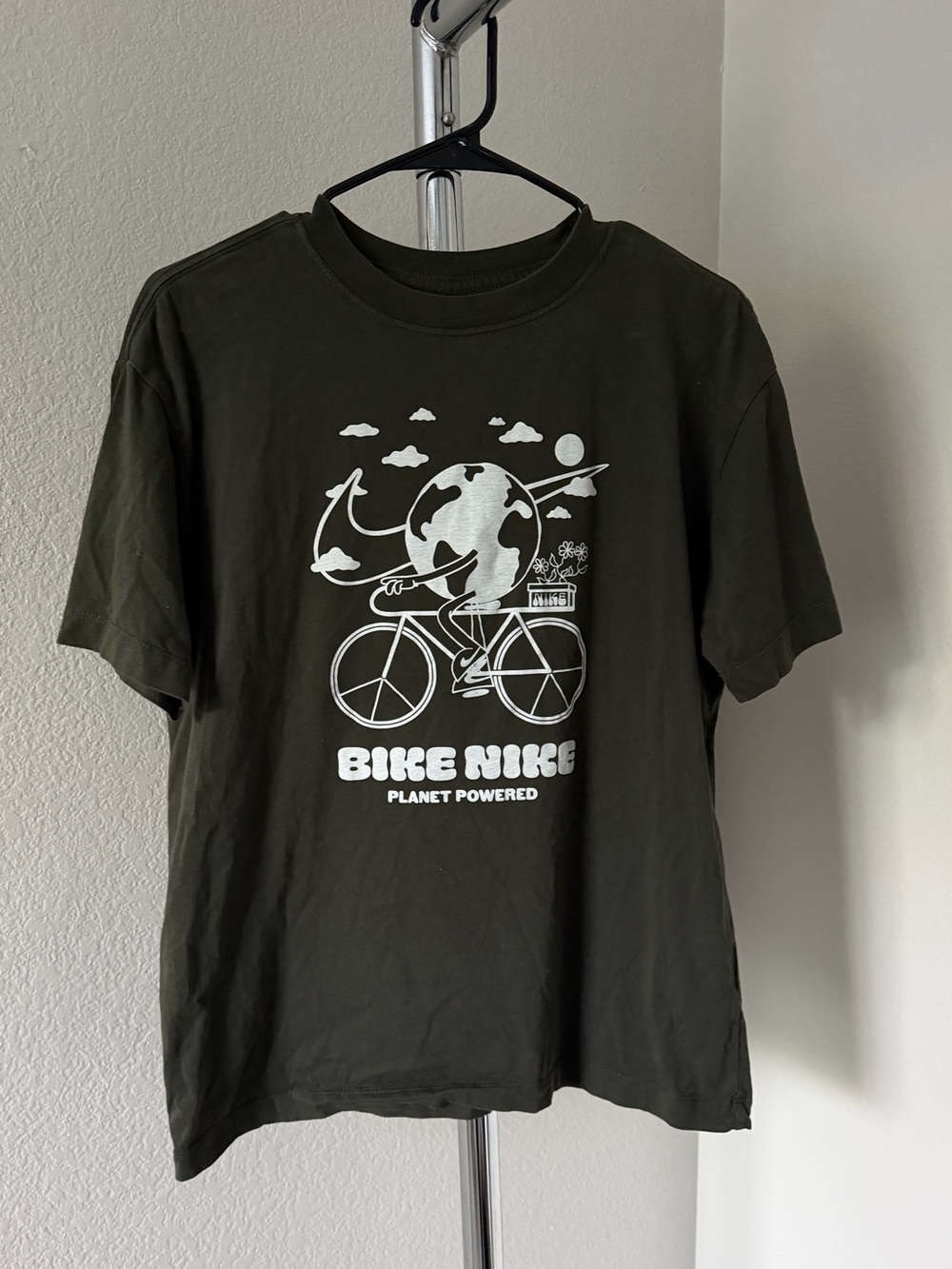 Nike Olive Green 'Bike Nike' Planet Powered Graphic Tee